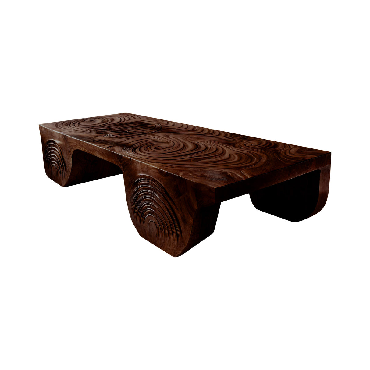 Aurelin Crest Hand-Carved Live Edge Coffee Table Dark Walnut - Timberustic Coffee Table