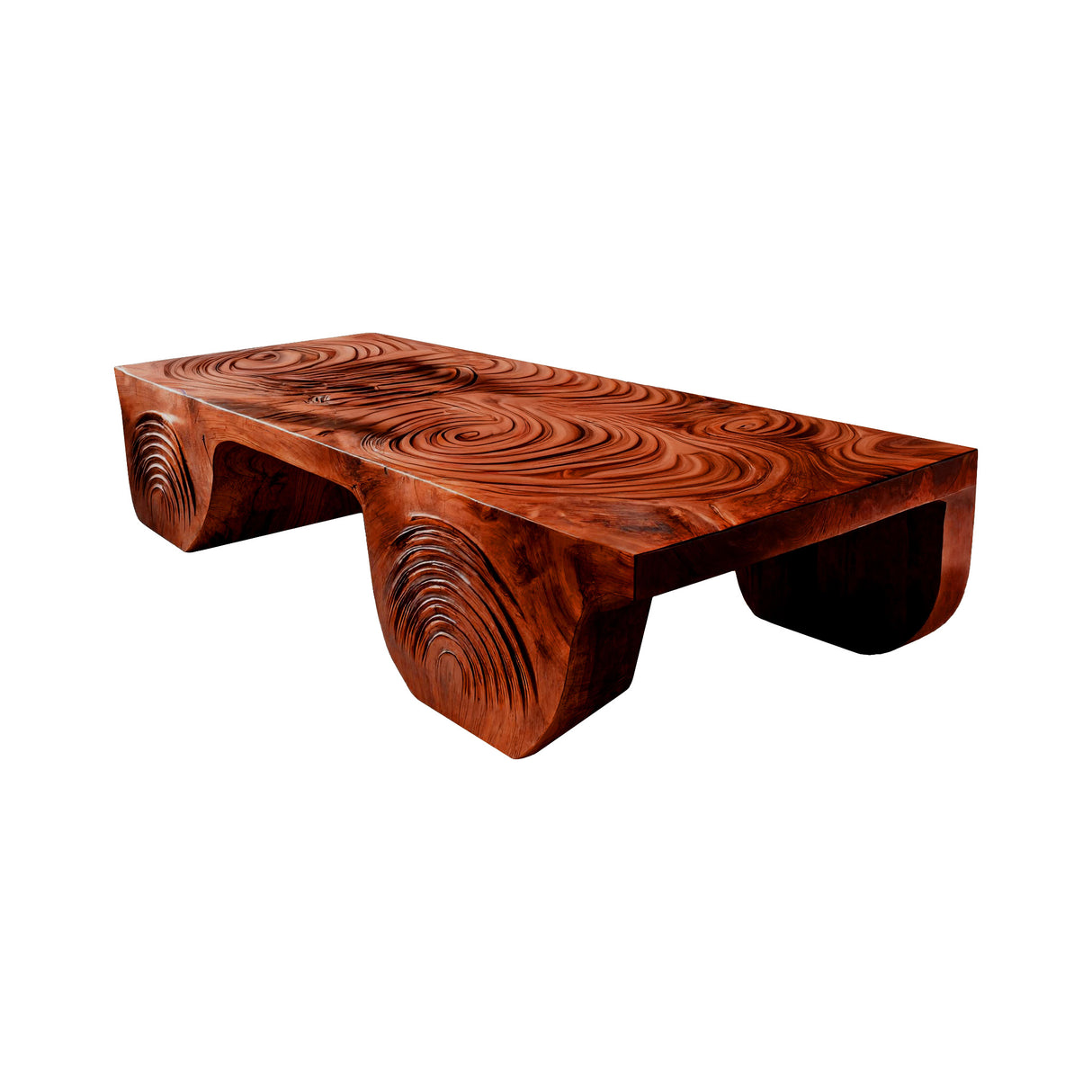 Aurelin Crest Hand-Carved Live Edge Coffee Table Mahogany - Timberustic Coffee Table