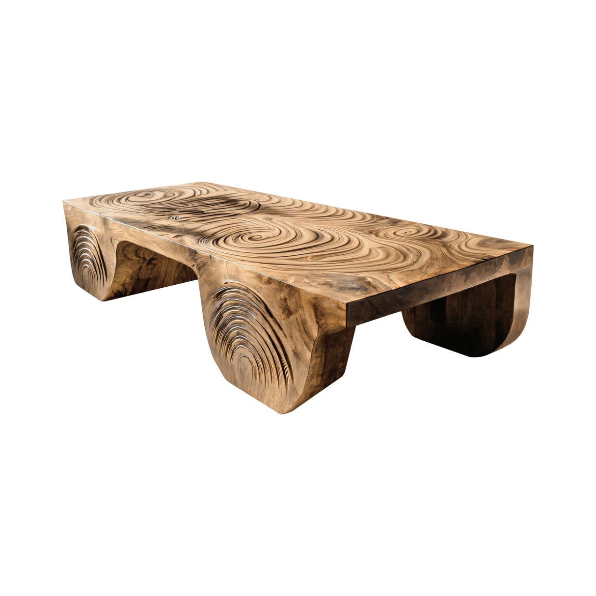 Aurelin Crest Hand-Carved Live Edge Coffee Table Natural Oak - Timberustic Coffee Table