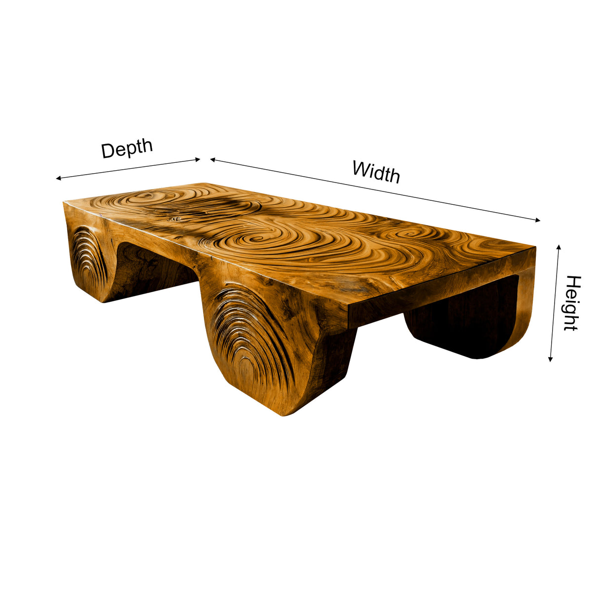 Aurelin Crest Hand-Carved Live Edge Coffee Table - Timberustic Coffee Table