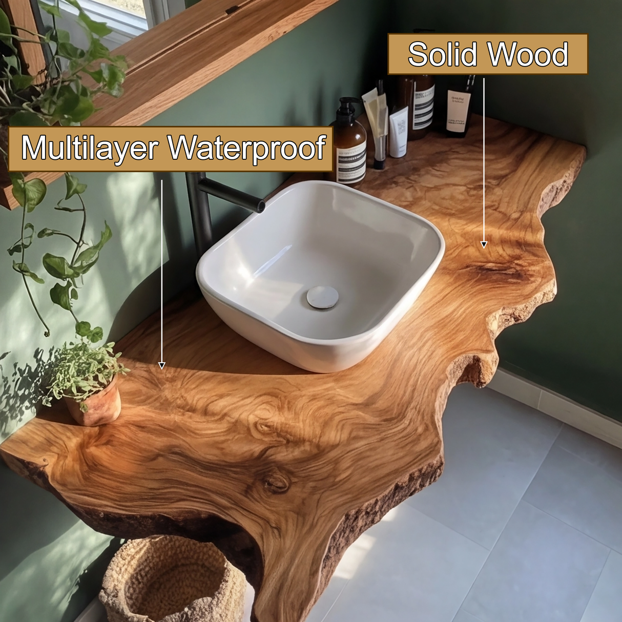 Aurelin Crest Organic Wood Floating Bathroom Vanity - Timberustic Floating Bathroom Vanity
