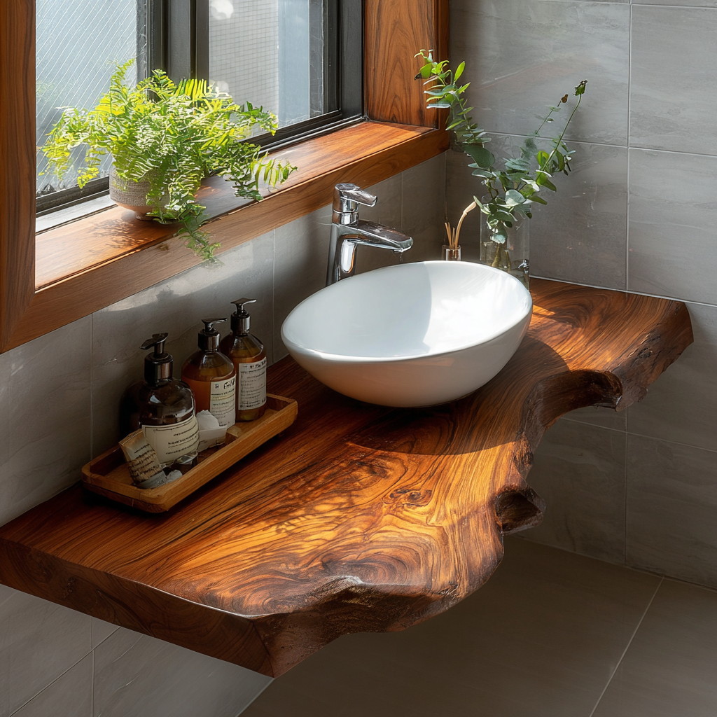 Aurelin Drift Live Edge Floating Bathroom Vanity