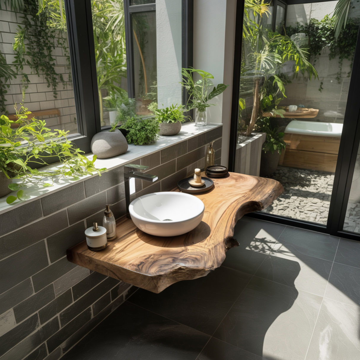 Aurelin Drift Live Edge Floating Bathroom Vanity - Timberustic Floating Bathroom Vanity