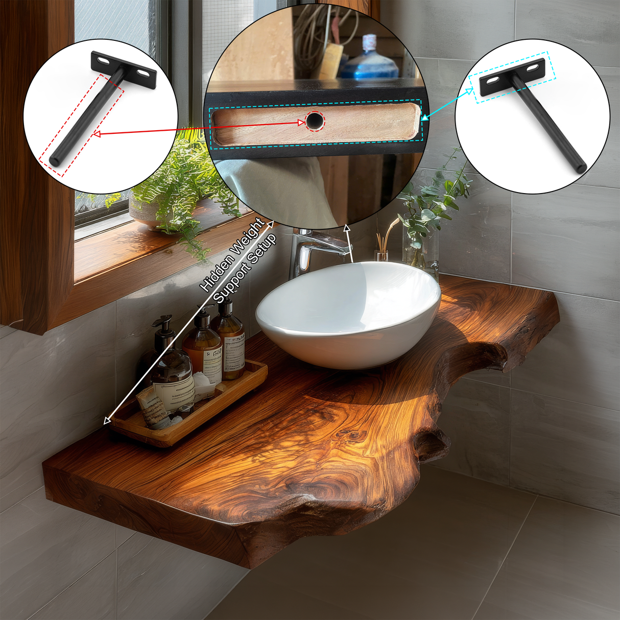 Aurelin Drift Live Edge Floating Bathroom Vanity - Timberustic Floating Bathroom Vanity