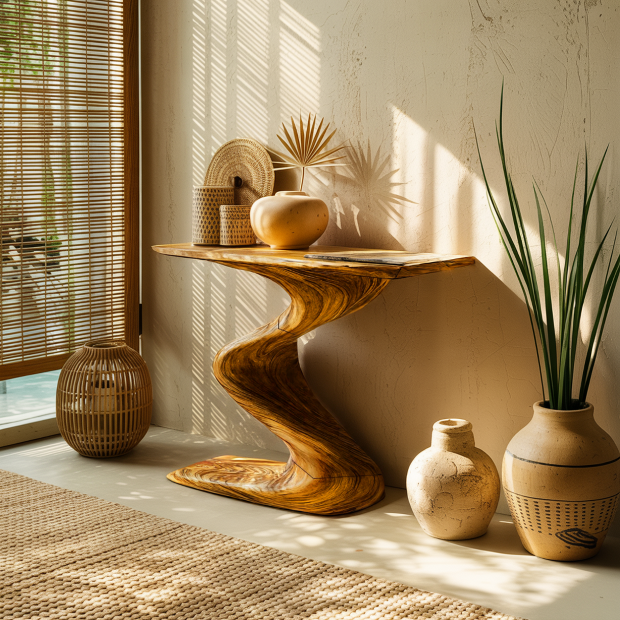 Aurelin Flow Solid Wood Console Table - Timberustic Console Table