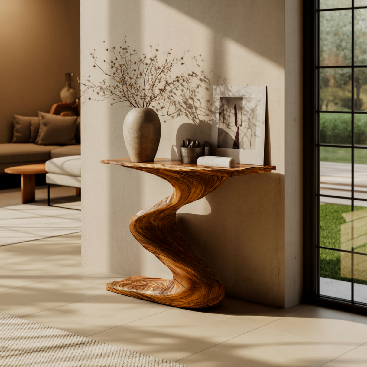 Aurelin Flow Solid Wood Console Table - Timberustic Console Table