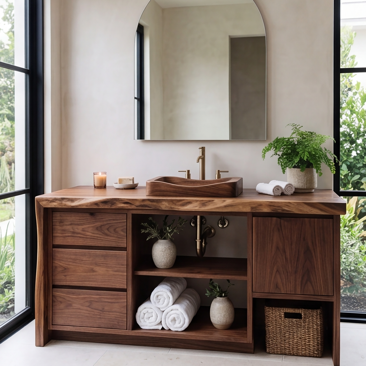 Aurelin Handcrafted Solid Wood Freestanding Bathroom Vanity with Drawers - Timberustic Freestanding Bathroom Vanity with Drawers