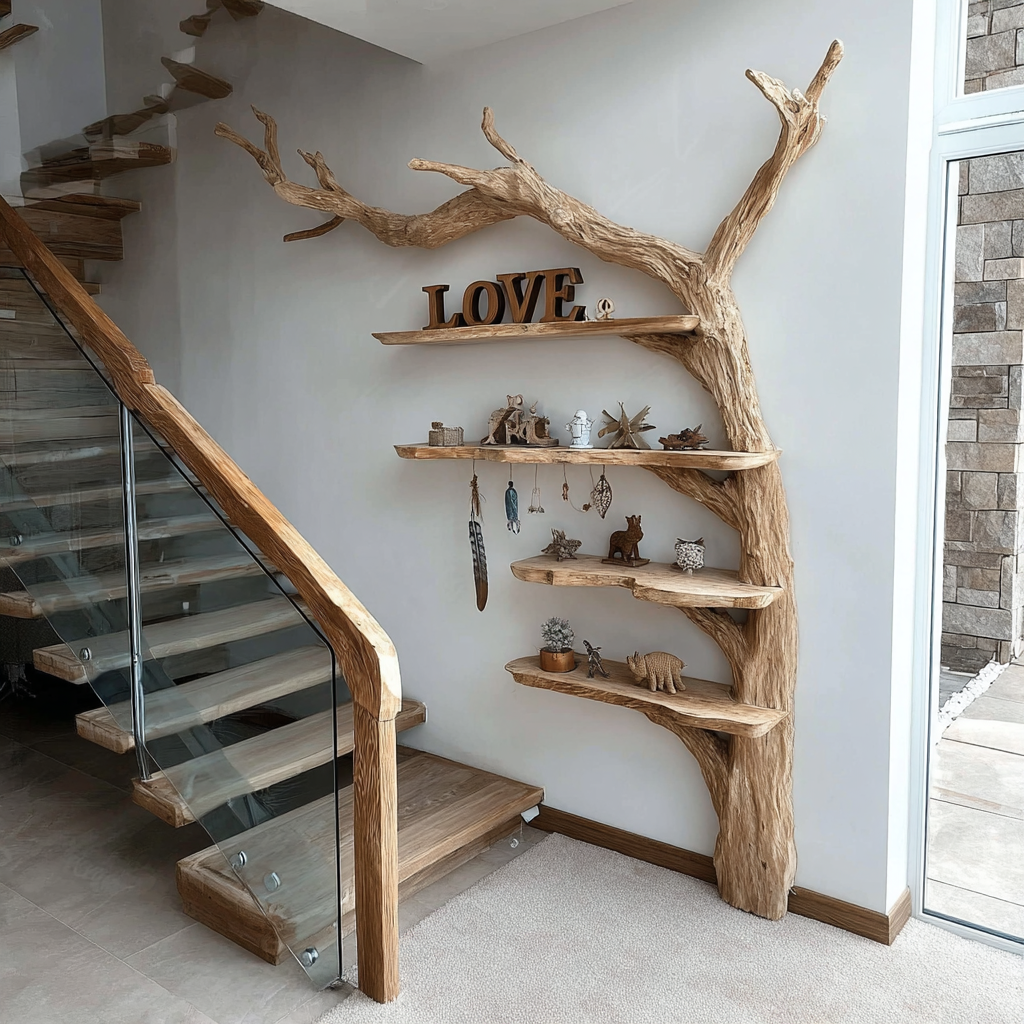 Aurelin Rooted Solid Wood Tree Bookshelf - Timberustic Tree Bookshelf