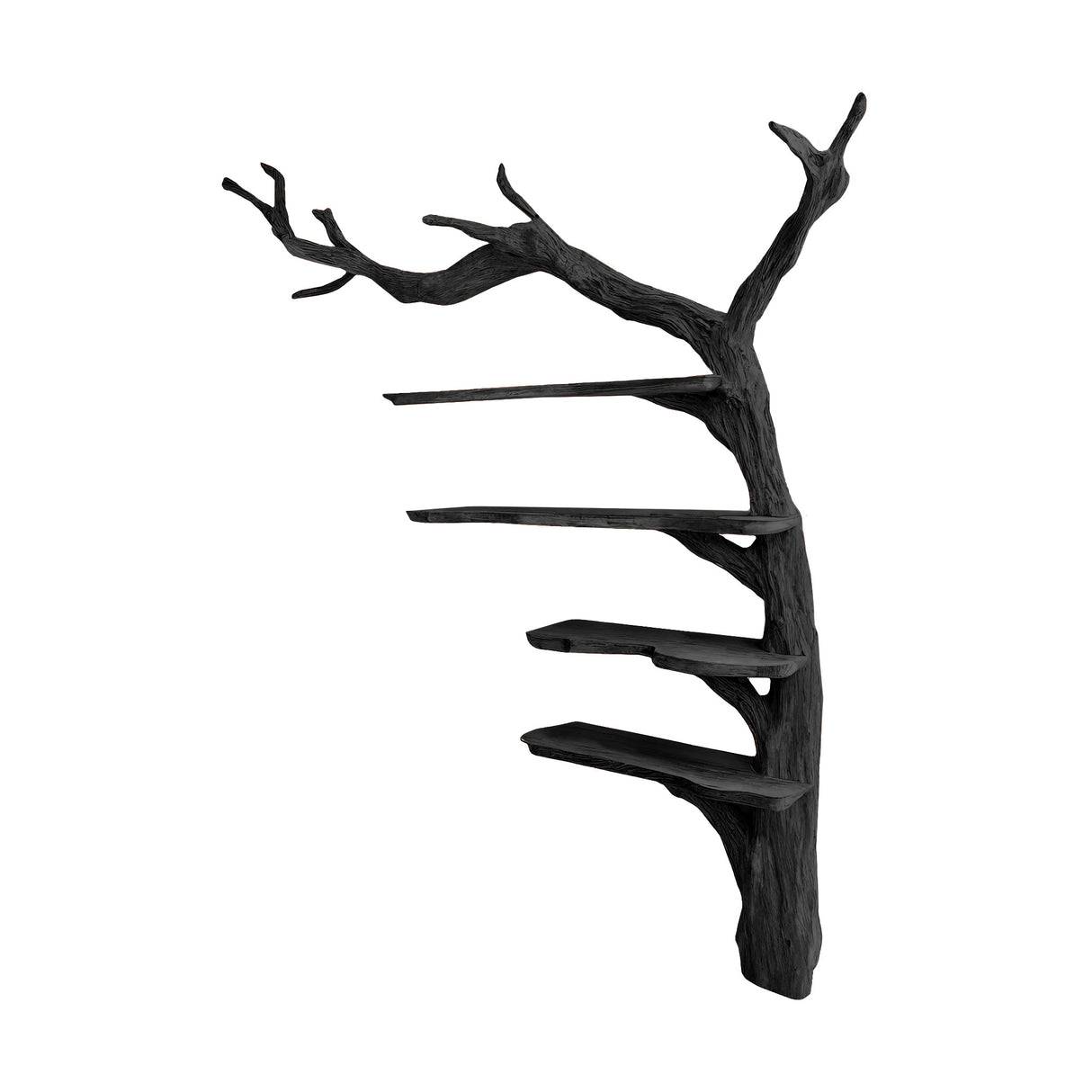 Aurelin Rooted Solid Wood Tree Bookshelf Black - Timberustic Tree Bookshelf