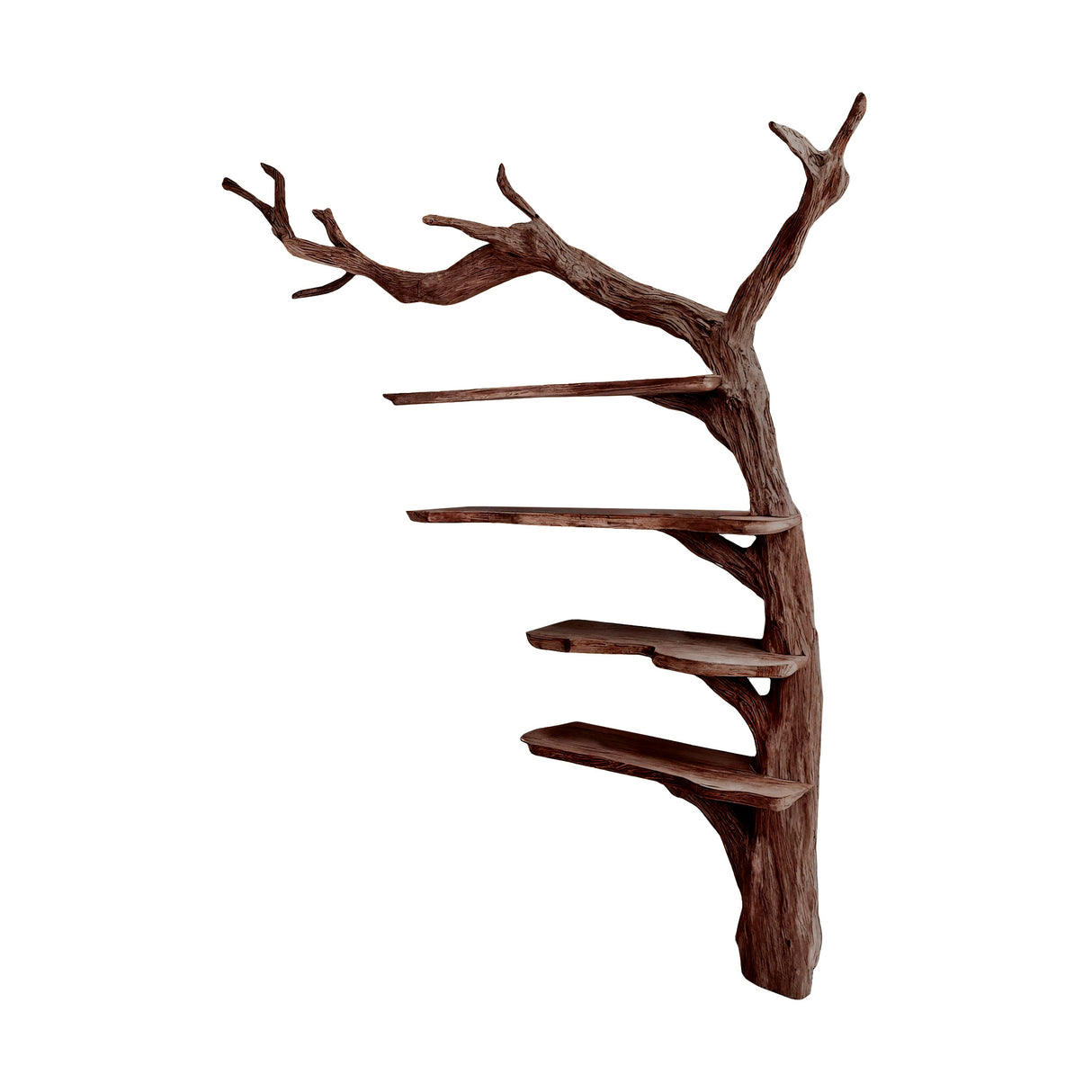 Aurelin Rooted Solid Wood Tree Bookshelf Dark Walnut - Timberustic Tree Bookshelf