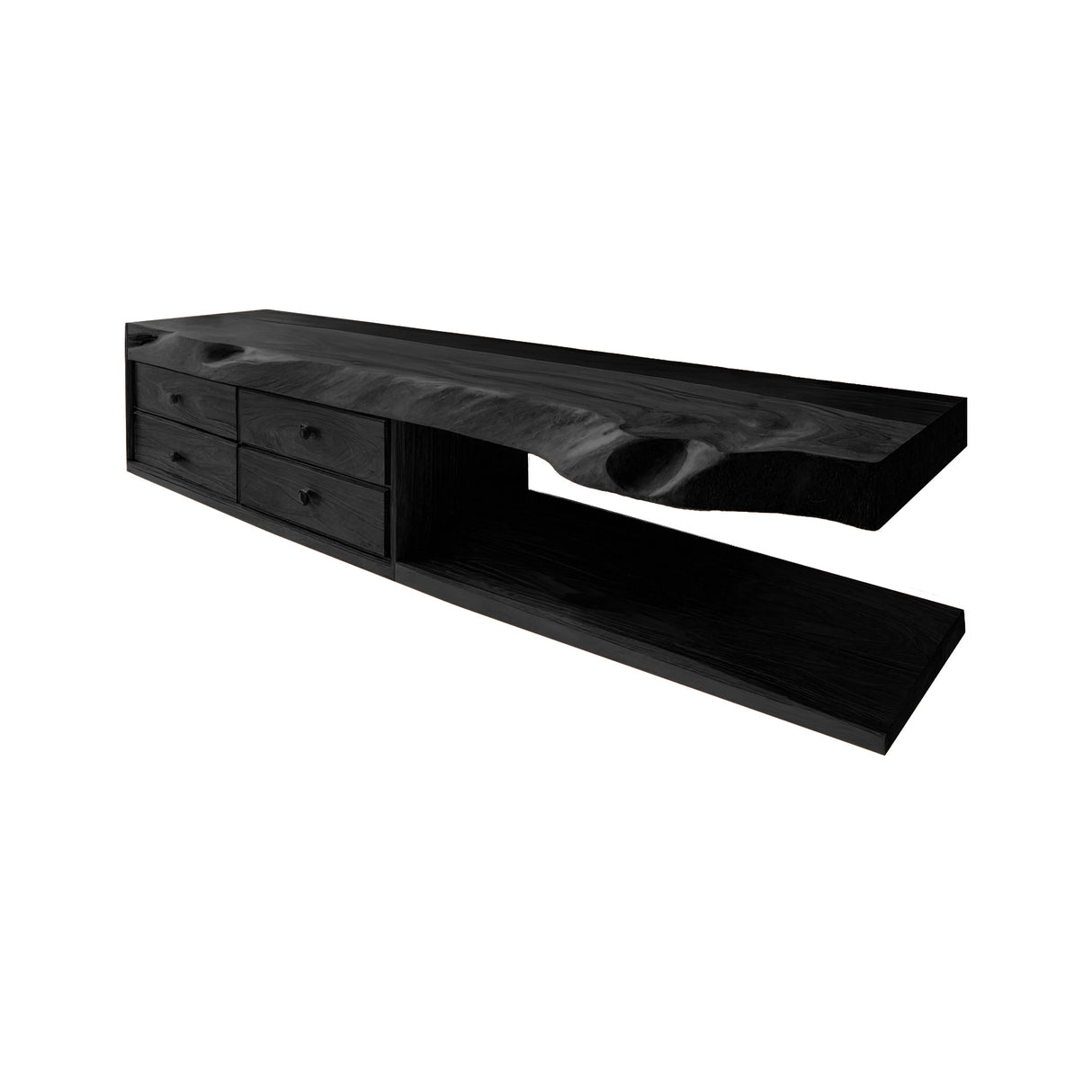 Aurelin Shore Live Edge Floating Bathroom Vanity with Drawers Black - Timberustic Floating Bathroom Vanity With Drawers