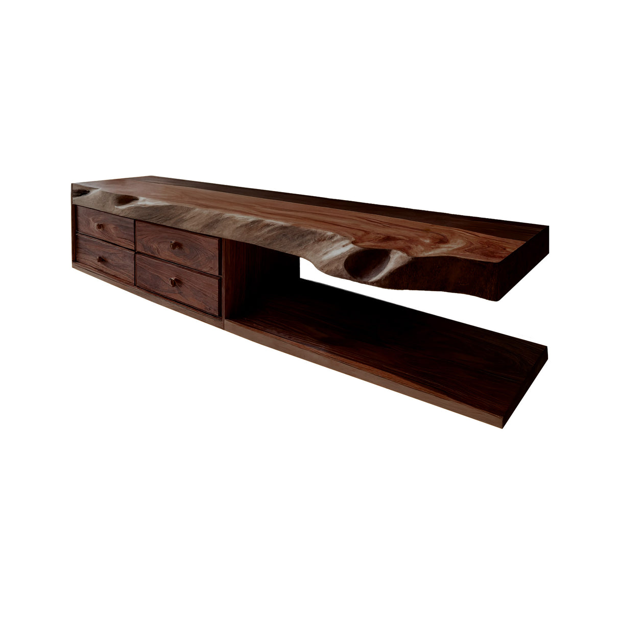 Aurelin Shore Live Edge Floating Bathroom Vanity with Drawers Dark Walnut - Timberustic Floating Bathroom Vanity With Drawers