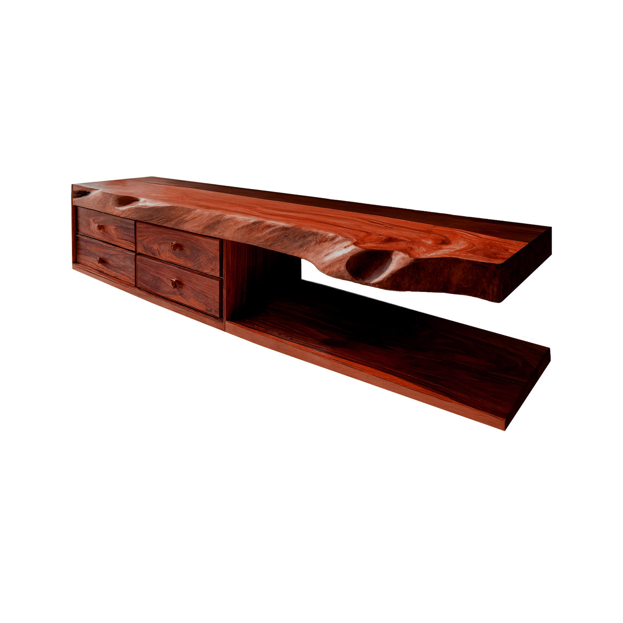 Aurelin Shore Live Edge Floating Bathroom Vanity with Drawers Mahogany - Timberustic Floating Bathroom Vanity With Drawers