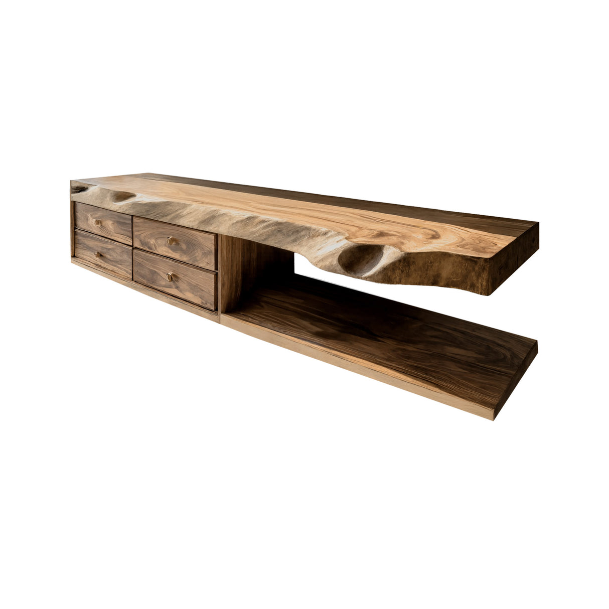 Aurelin Shore Live Edge Floating Bathroom Vanity with Drawers Natural Oak - Timberustic Floating Bathroom Vanity With Drawers