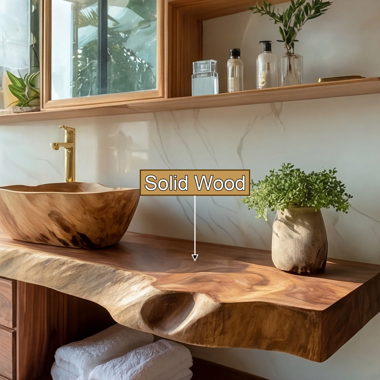 Aurelin Shore Live Edge Floating Bathroom Vanity with Drawers - Timberustic Floating Bathroom Vanity With Drawers