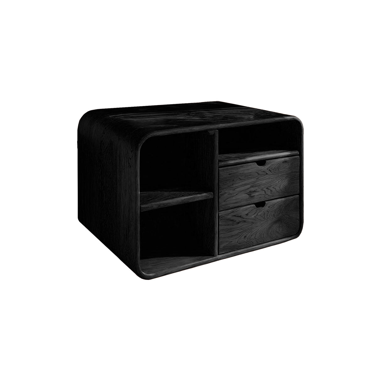 Aurelin Softcurve Duo Solid Wood Bedside Table Black - Timberustic Bedside Table