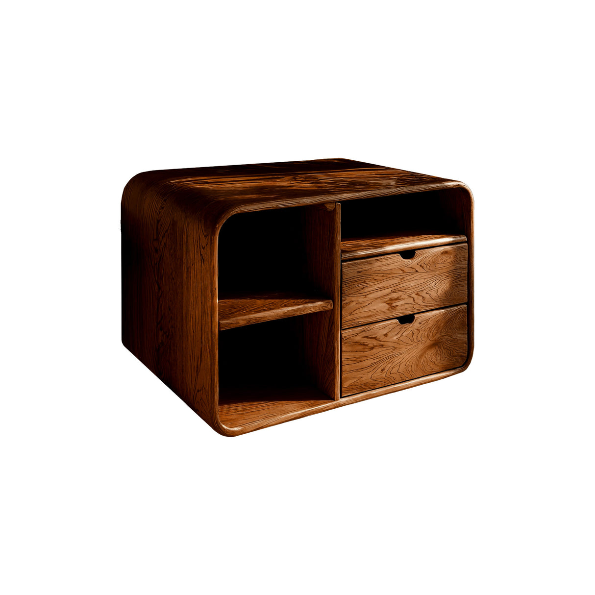 Aurelin Softcurve Duo Solid Wood Bedside Table Brown - Timberustic Bedside Table