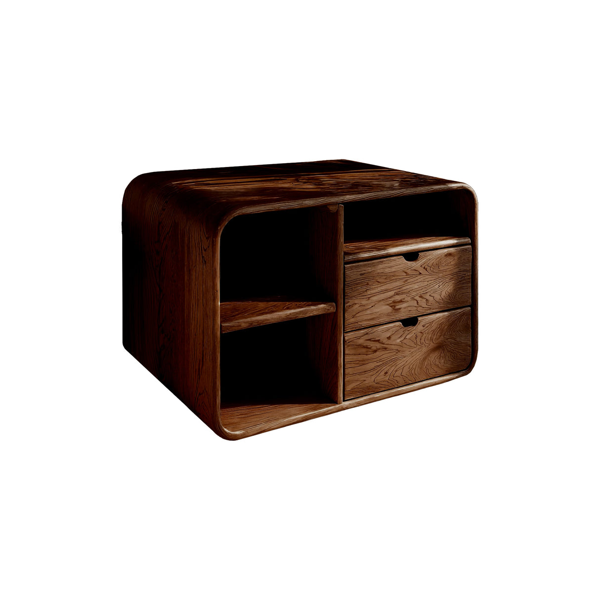 Aurelin Softcurve Duo Solid Wood Bedside Table Dark Walnut - Timberustic Bedside Table