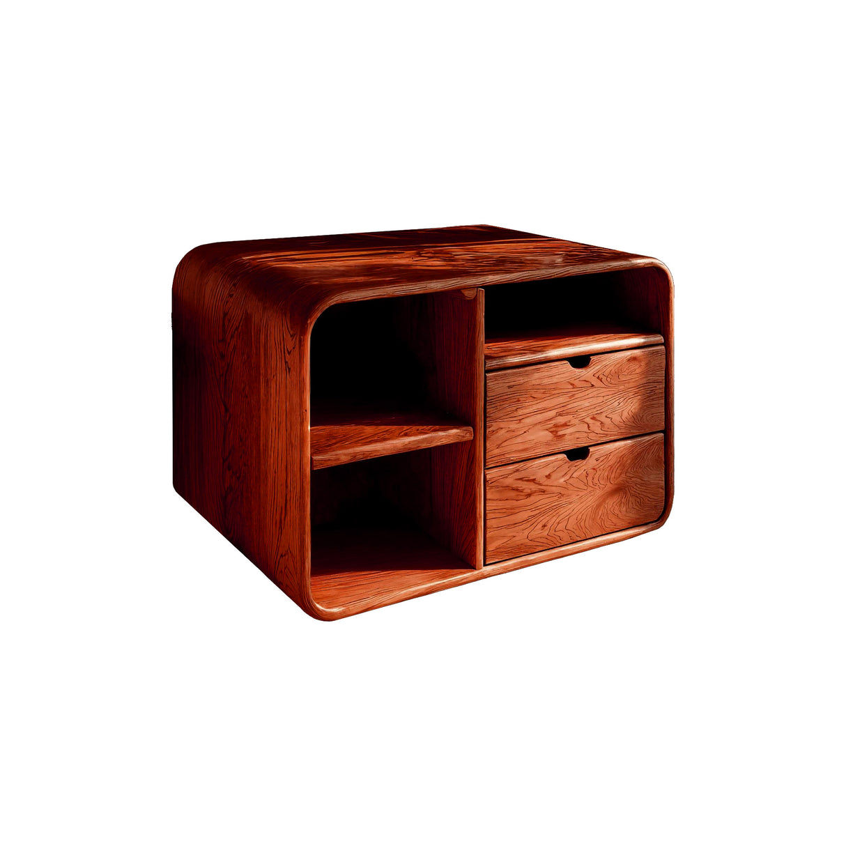 Aurelin Softcurve Duo Solid Wood Bedside Table Mahogany - Timberustic Bedside Table