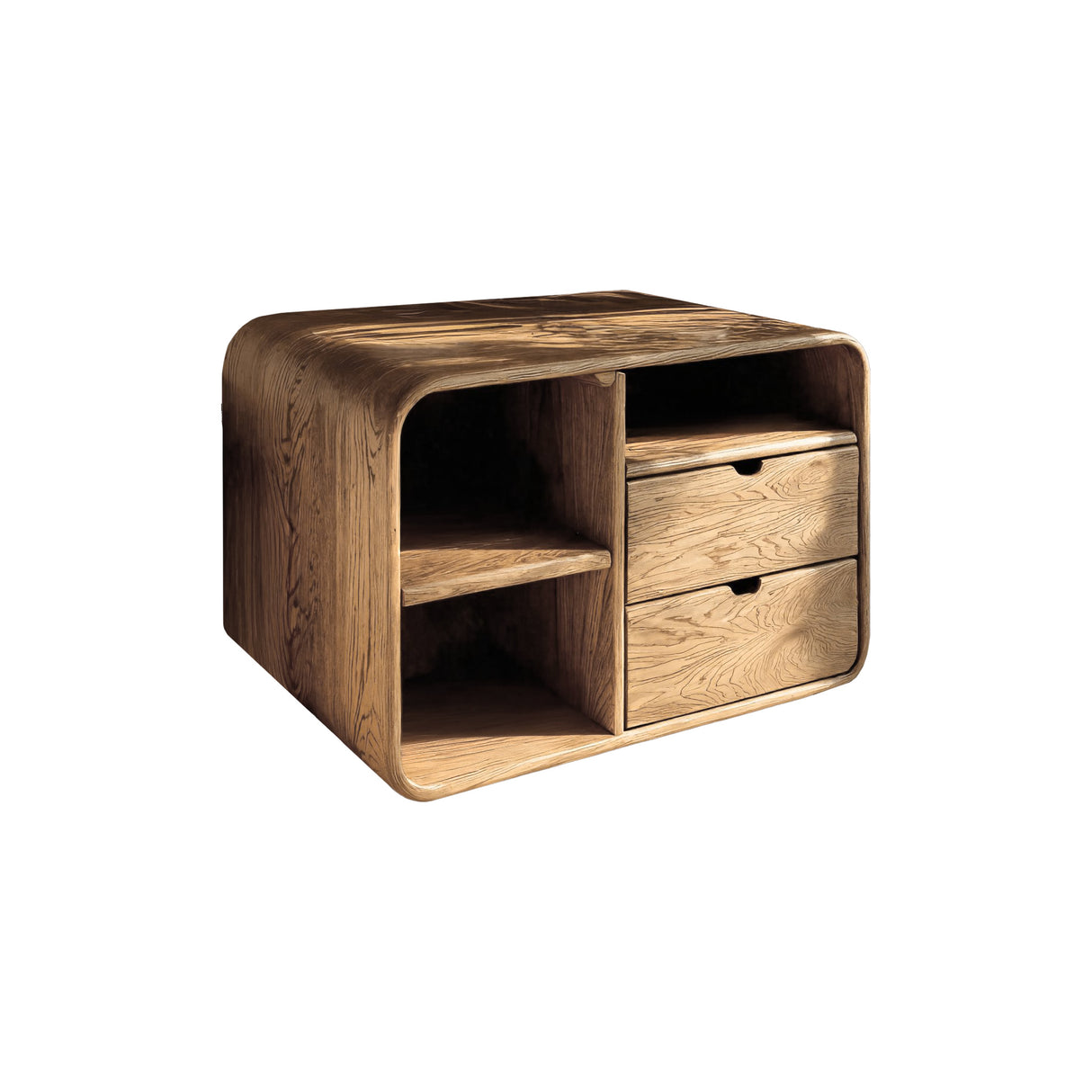 Aurelin Softcurve Duo Solid Wood Bedside Table Natural Oak - Timberustic Bedside Table