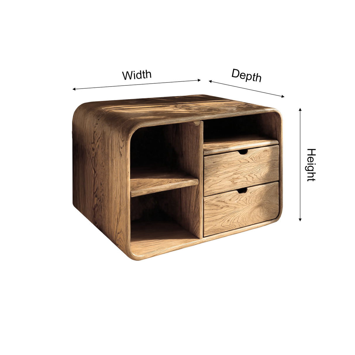 Aurelin Softcurve Duo Solid Wood Bedside Table - Timberustic Bedside Table