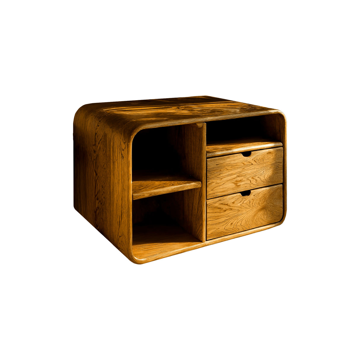 Aurelin Softcurve Duo Solid Wood Bedside Table Teak - Timberustic Bedside Table