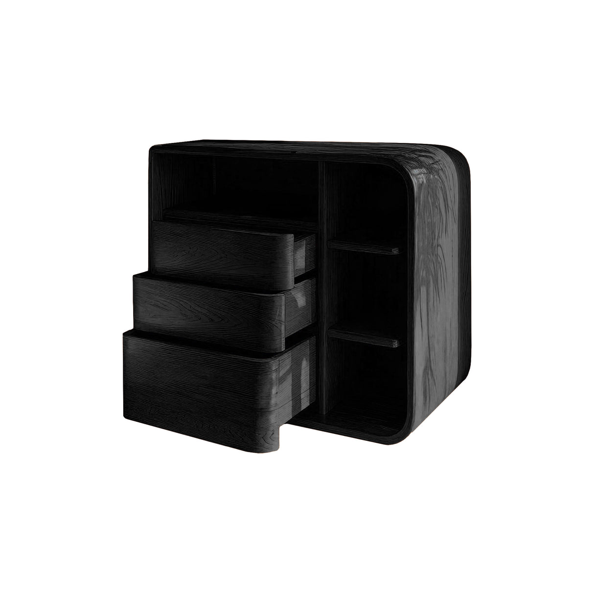 Aurelin Softcurve Solid Wood Bedside Table Black - Timberustic Bedside Table