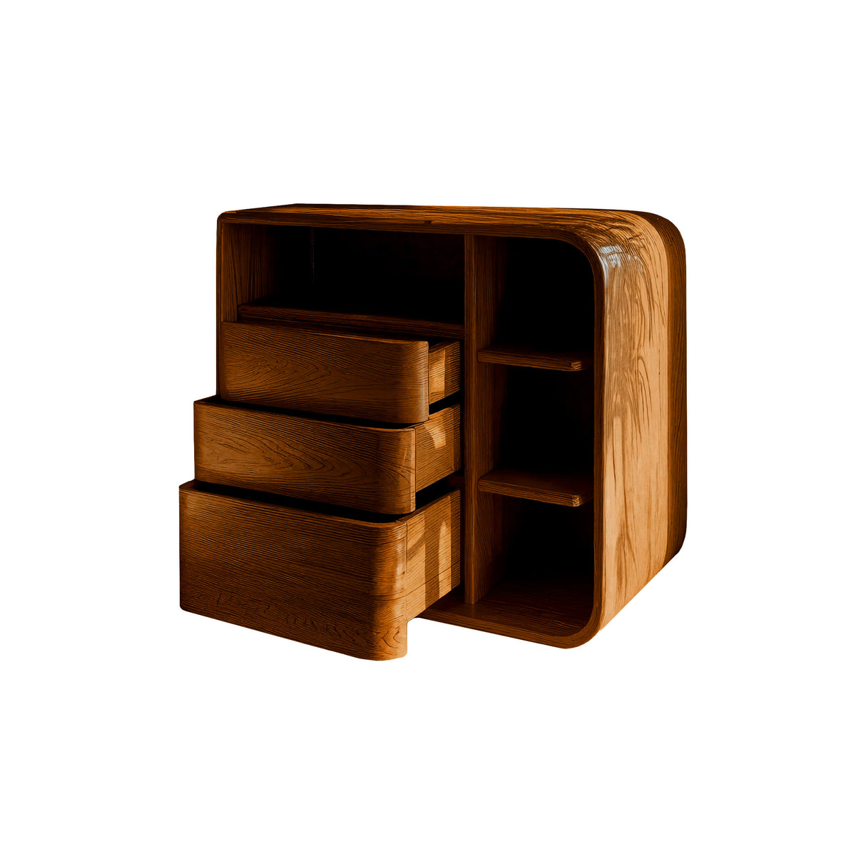 Aurelin Softcurve Solid Wood Bedside Table Brown - Timberustic Bedside Table