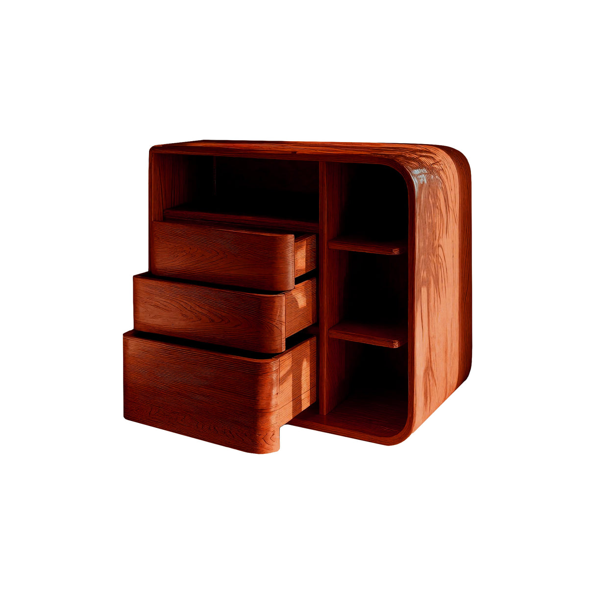 Aurelin Softcurve Solid Wood Bedside Table Mahogany - Timberustic Bedside Table