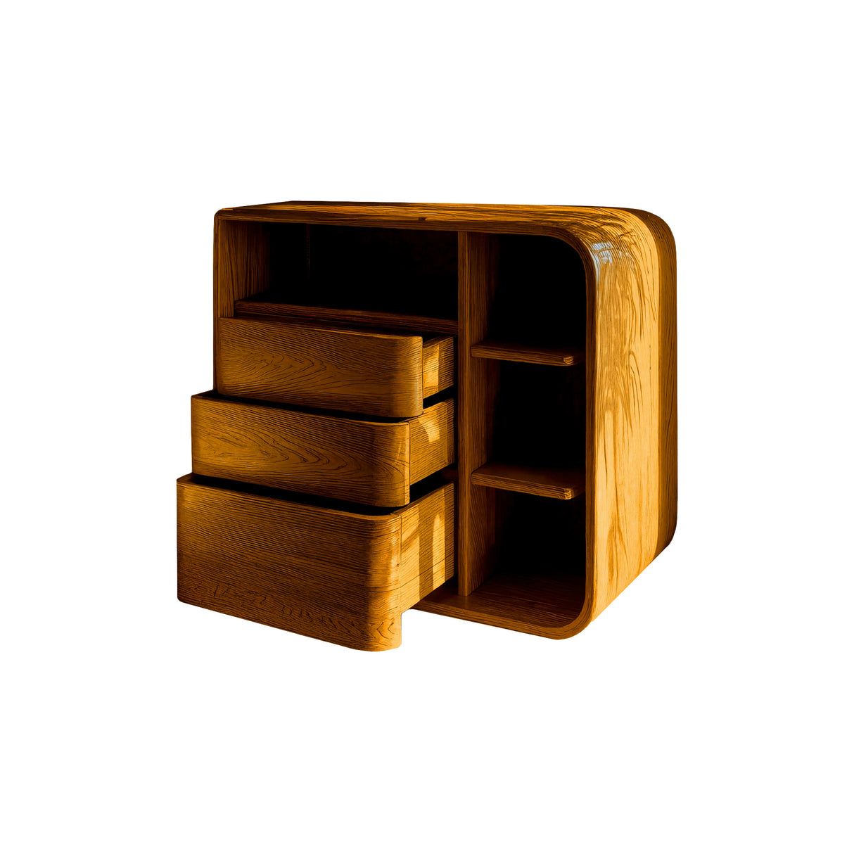 Aurelin Softcurve Solid Wood Bedside Table Teak - Timberustic Bedside Table