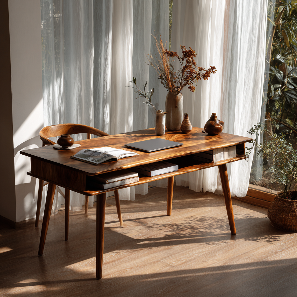 Aurelin Study Solid Wood Desk with Drawers