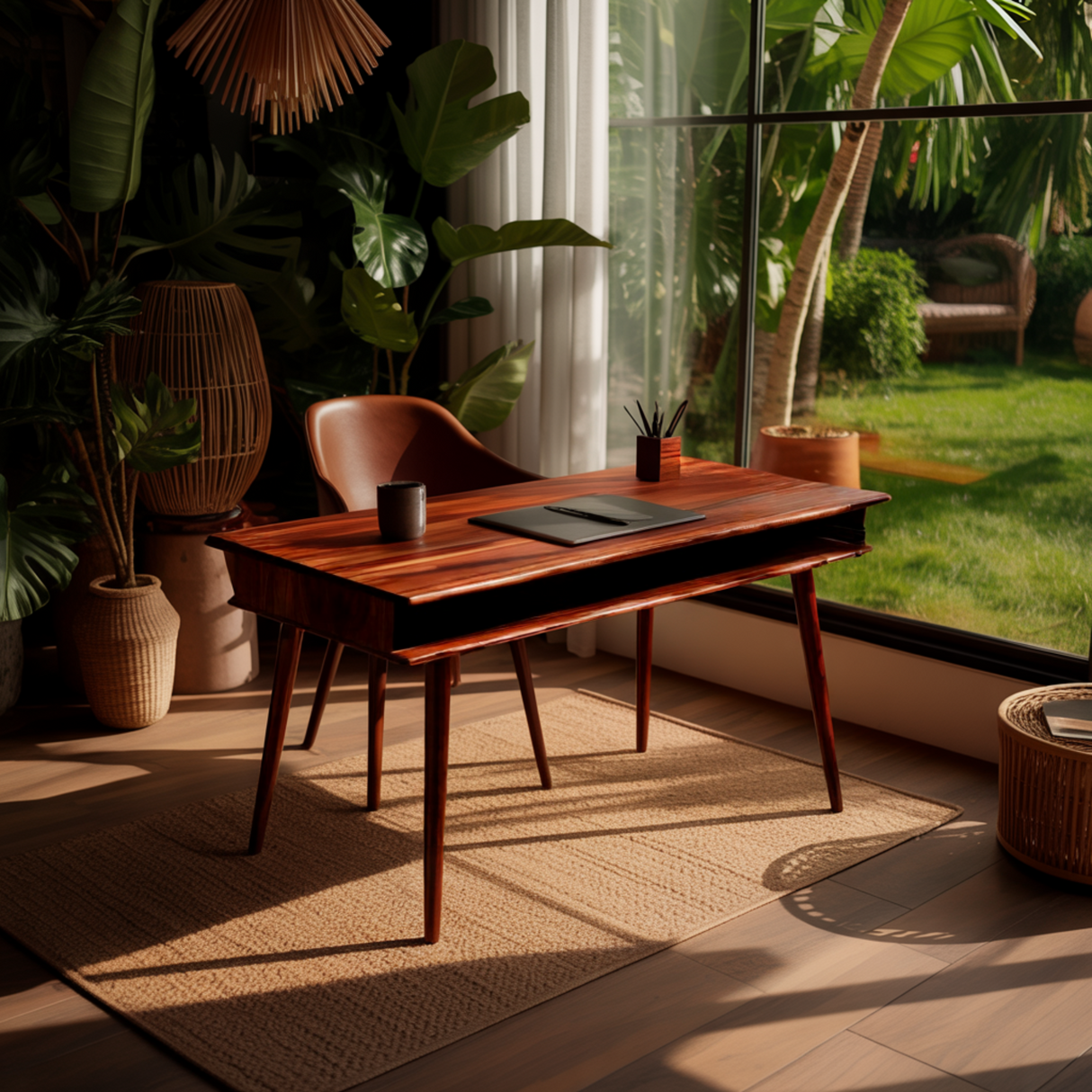 Aurelin Study Solid Wood Desk with Drawers