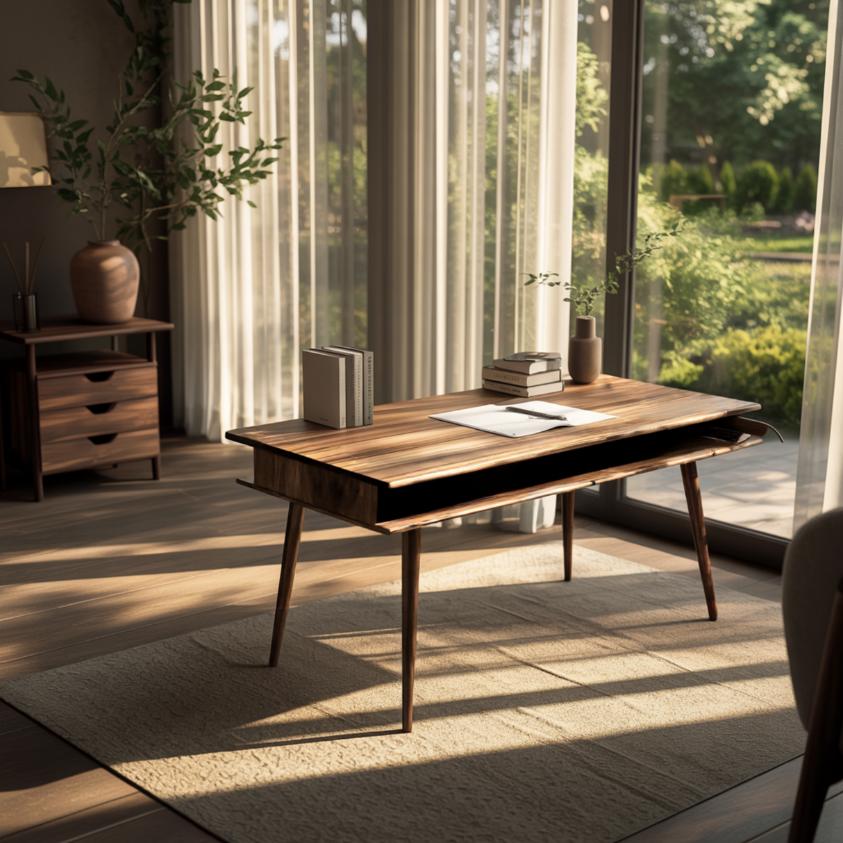 Aurelin Study Solid Wood Desk with Drawers