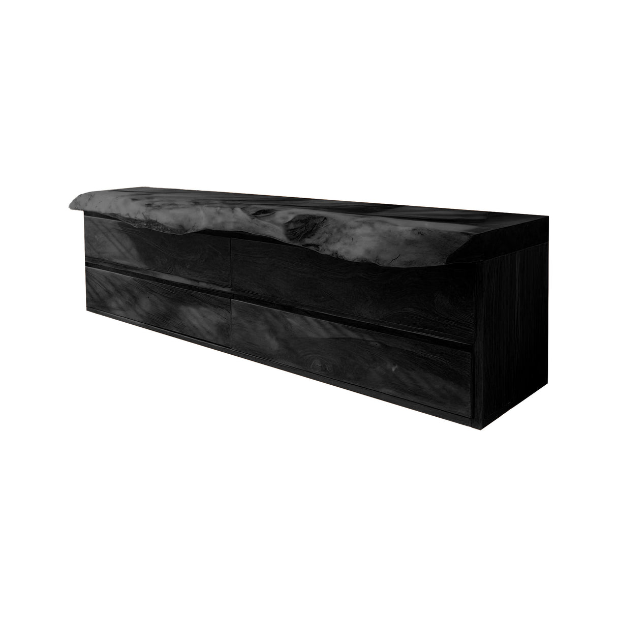 Aurelin Tide Live Edge Floating Bathroom Vanity with Drawers Black - Timberustic Floating Bathroom Vanity With Drawers