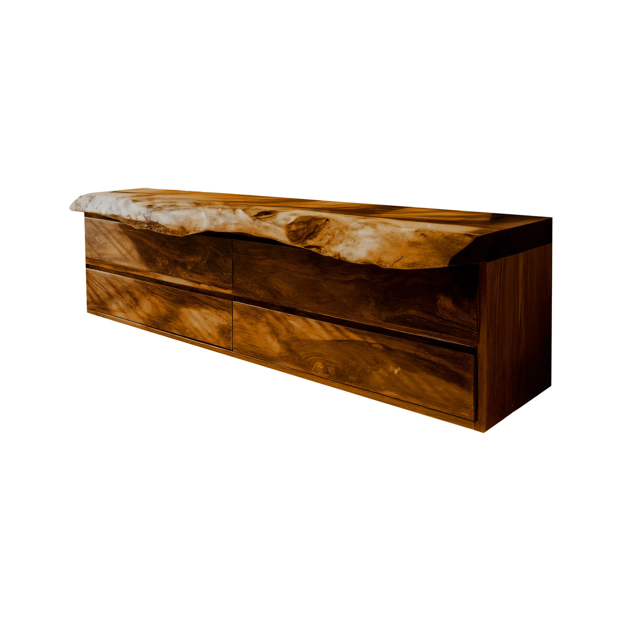 Aurelin Tide Live Edge Floating Bathroom Vanity with Drawers Brown - Timberustic Floating Bathroom Vanity With Drawers