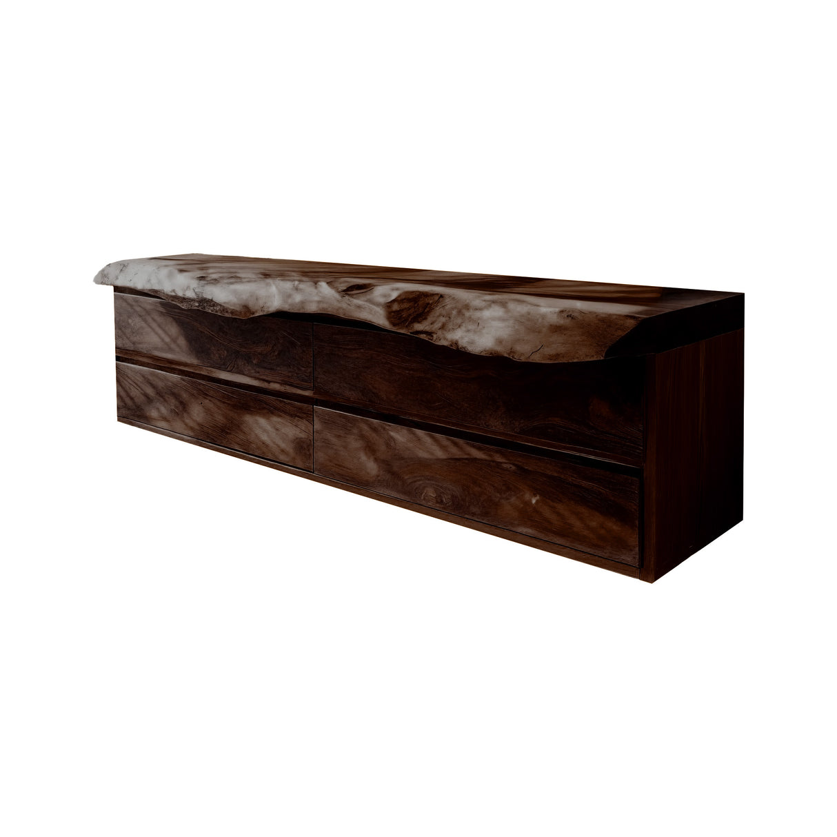 Aurelin Tide Live Edge Floating Bathroom Vanity with Drawers Dark Walnut - Timberustic Floating Bathroom Vanity With Drawers