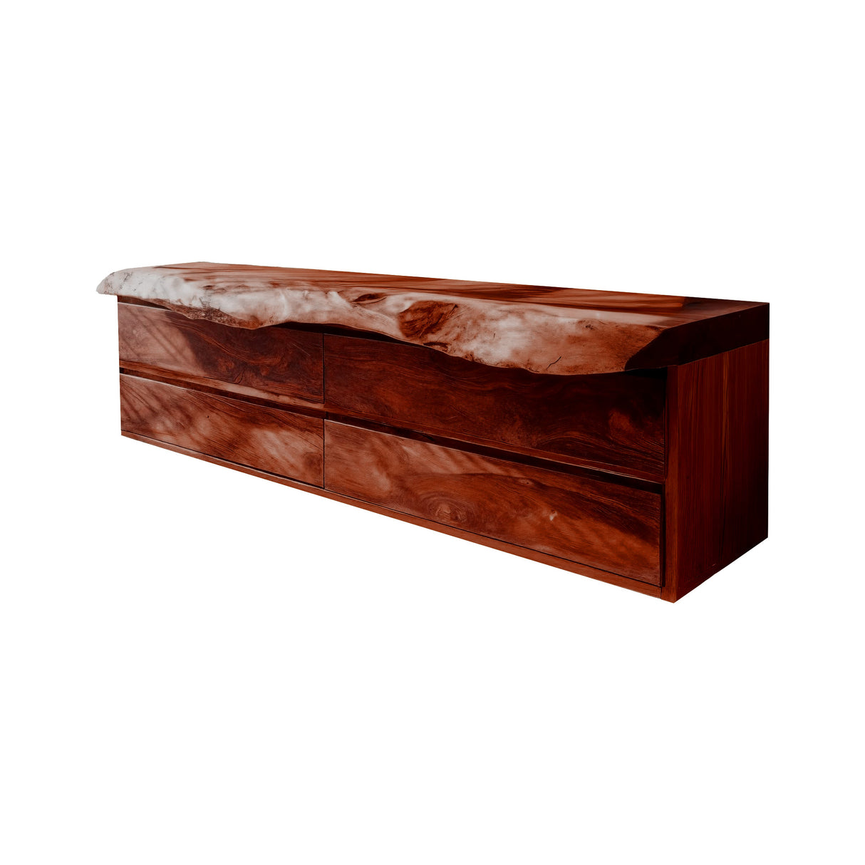 Aurelin Tide Live Edge Floating Bathroom Vanity with Drawers Mahogany - Timberustic Floating Bathroom Vanity With Drawers