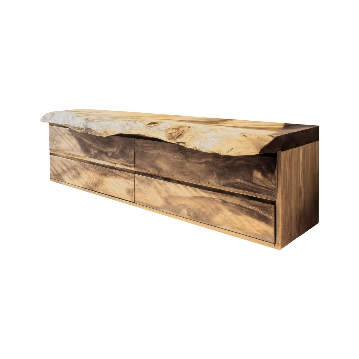 Aurelin Tide Live Edge Floating Bathroom Vanity with Drawers Natural Oak - Timberustic Floating Bathroom Vanity With Drawers