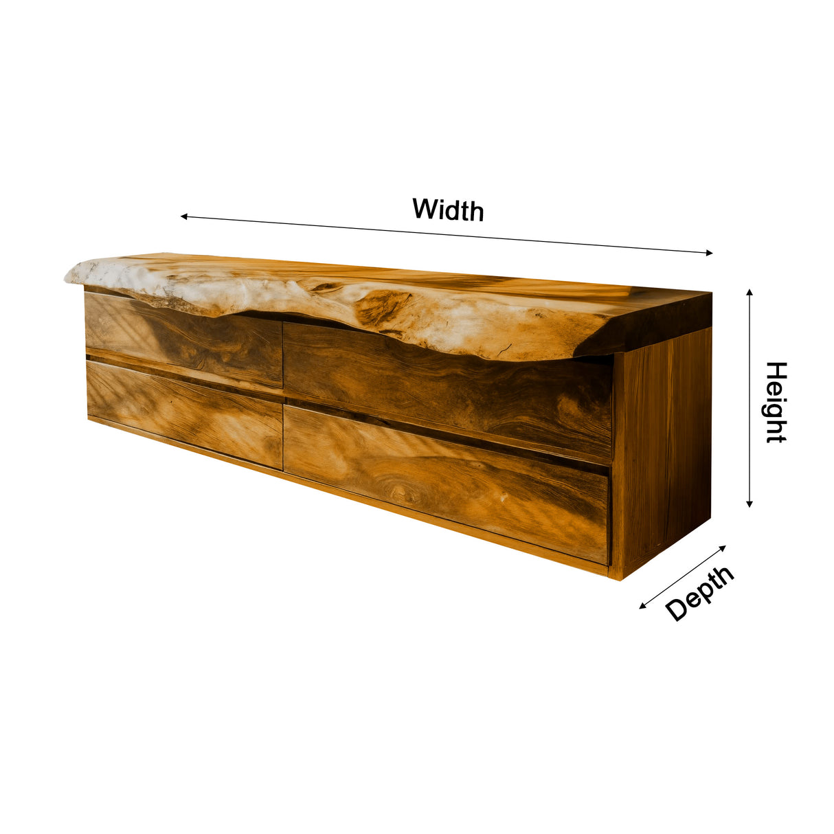 Aurelin Tide Live Edge Floating Bathroom Vanity with Drawers - Timberustic Floating Bathroom Vanity With Drawers