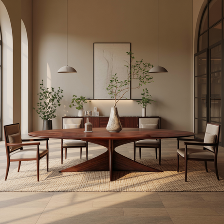 Aureline Sculpted Solid Wood Dining Table