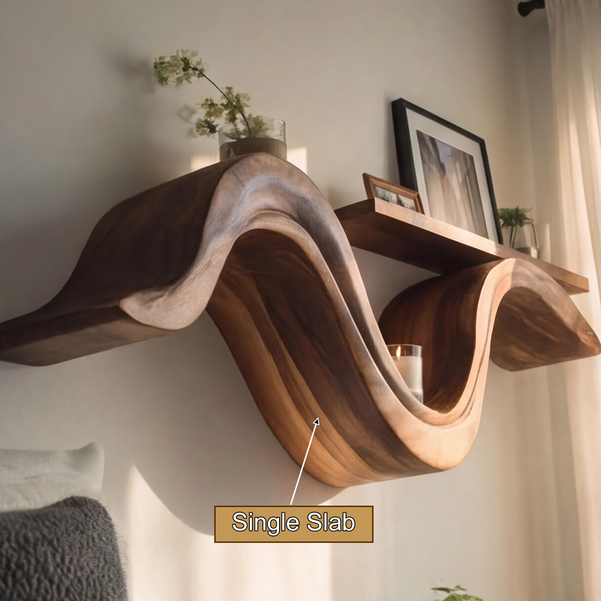 Aurelion Sculpted Solid Wood Floating Shelf - Timberustic Floating Shelf