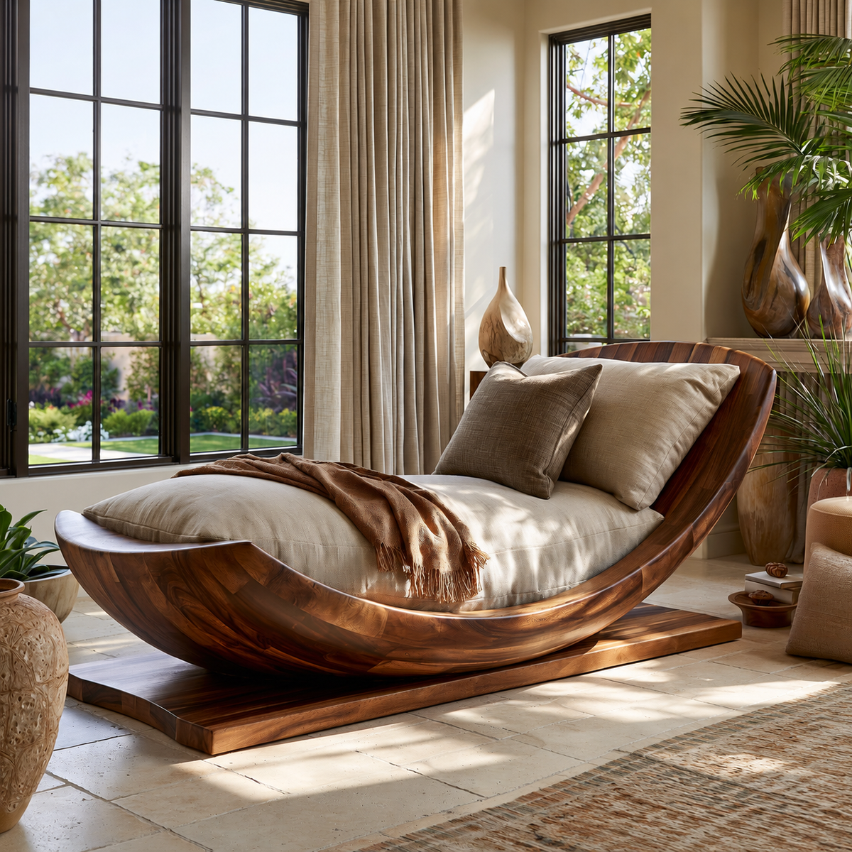 Aurelith Handcrafted Solid Wood Chaise Lounge - Timberustic Chaise Lounge