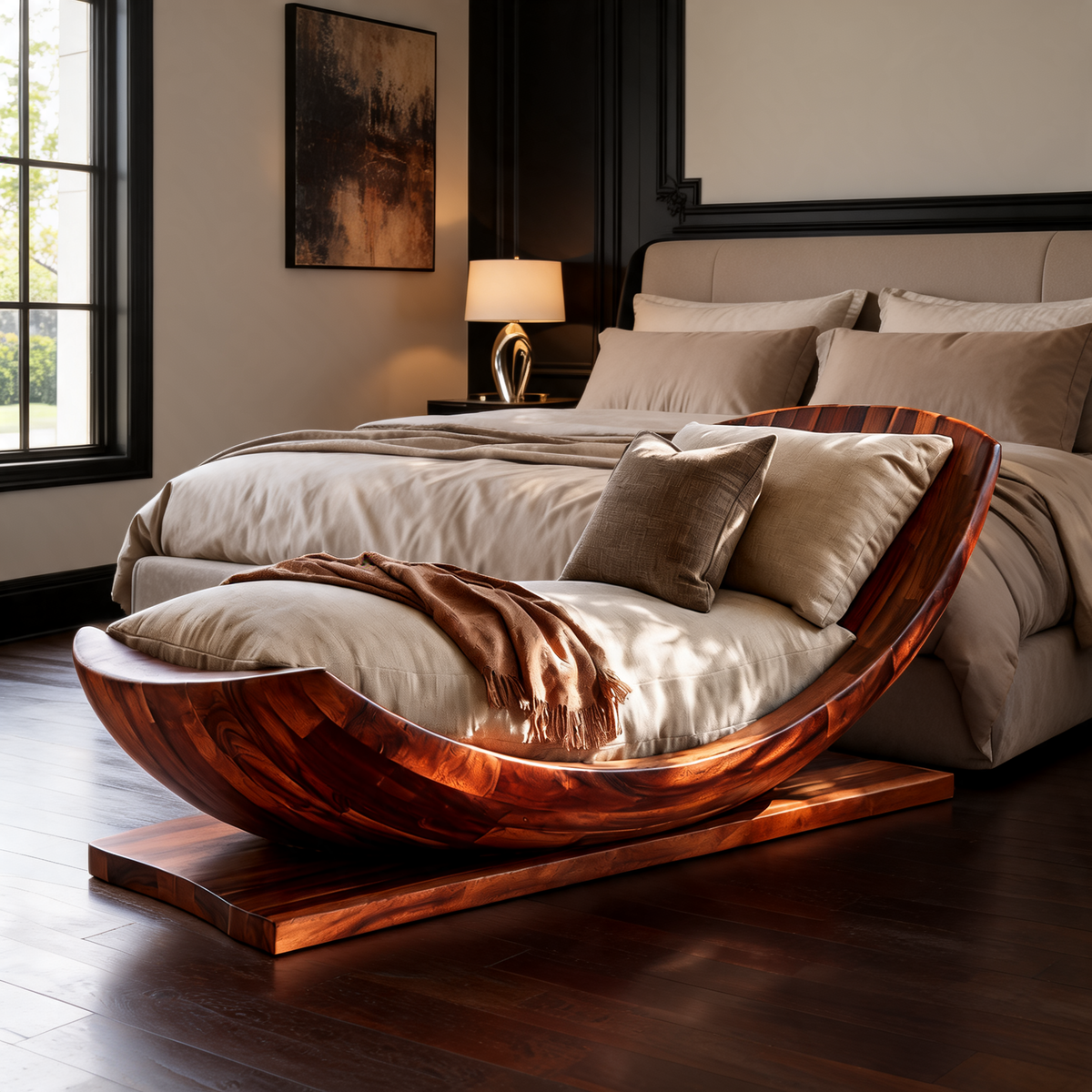 Aurelith Handcrafted Solid Wood Chaise Lounge Mahogany - Timberustic Chaise Lounge