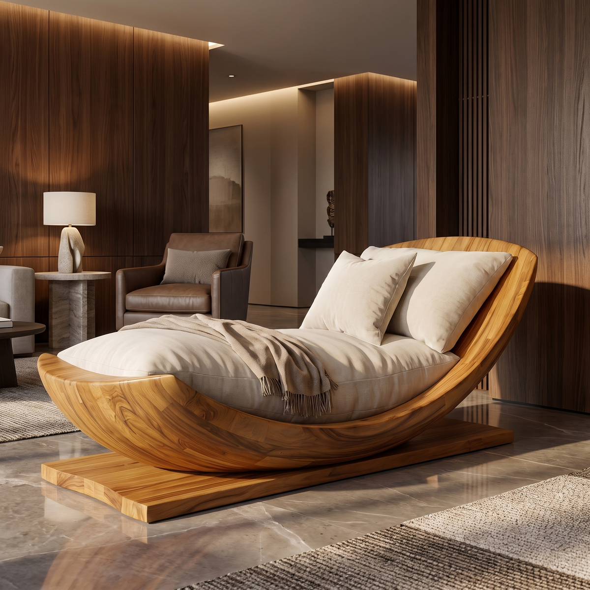 Aurelith Handcrafted Solid Wood Chaise Lounge Teak - Timberustic Chaise Lounge
