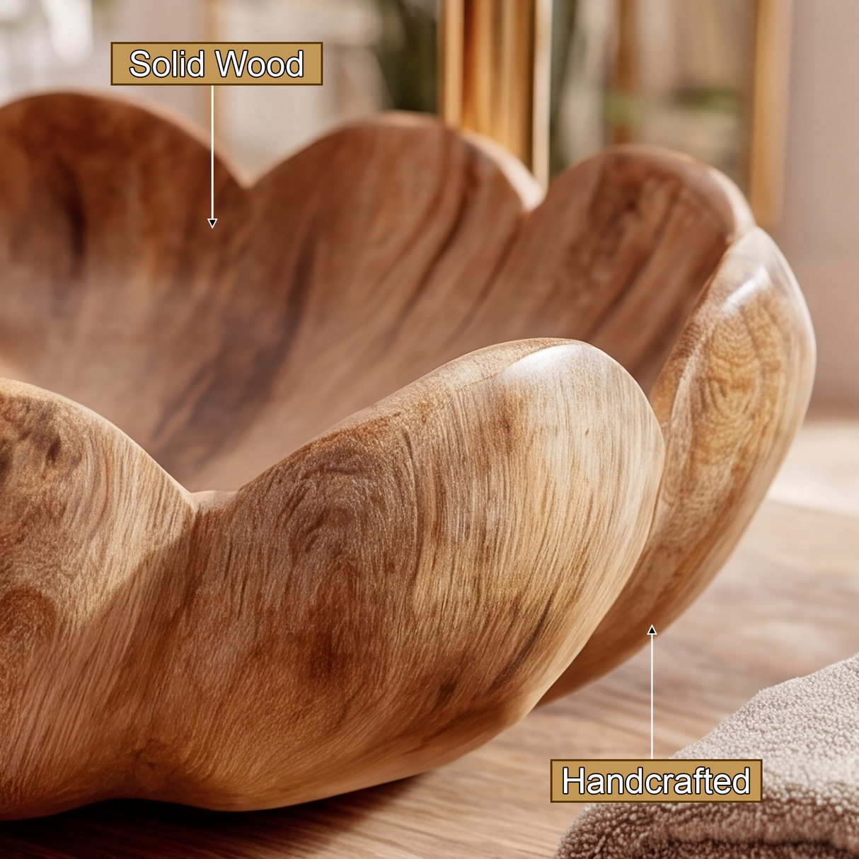 Aurelith Handcrafted Solid Wood Flower Vessel Sink - Timberustic Vessel Sinks