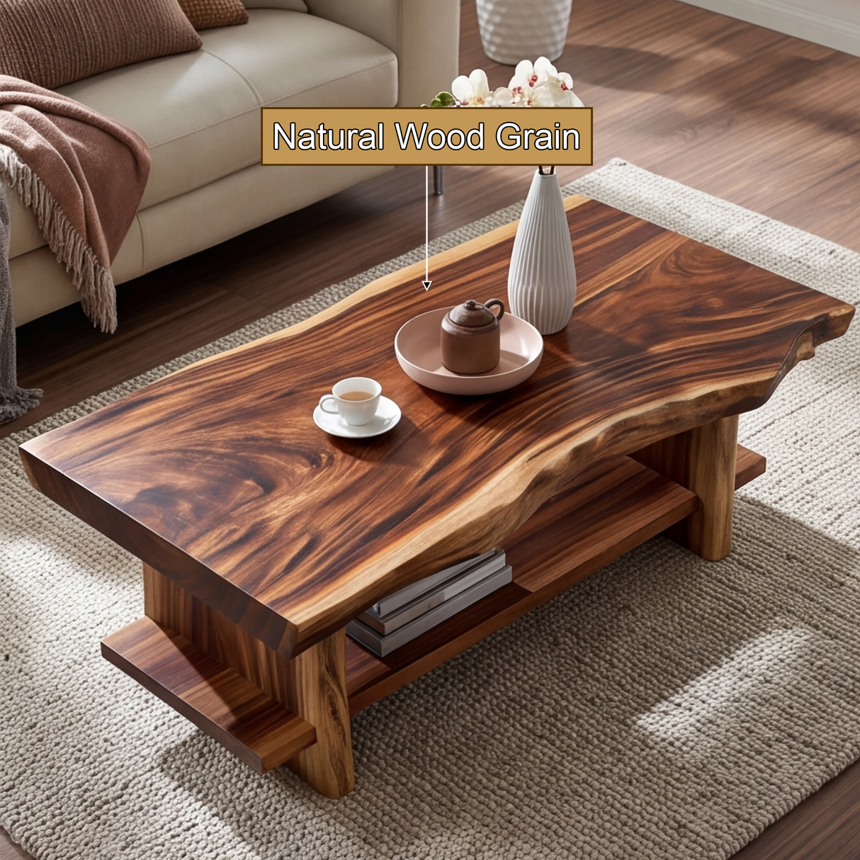 Aurelith Live Edge Solid Wood Coffee Table - Timberustic Coffee Table