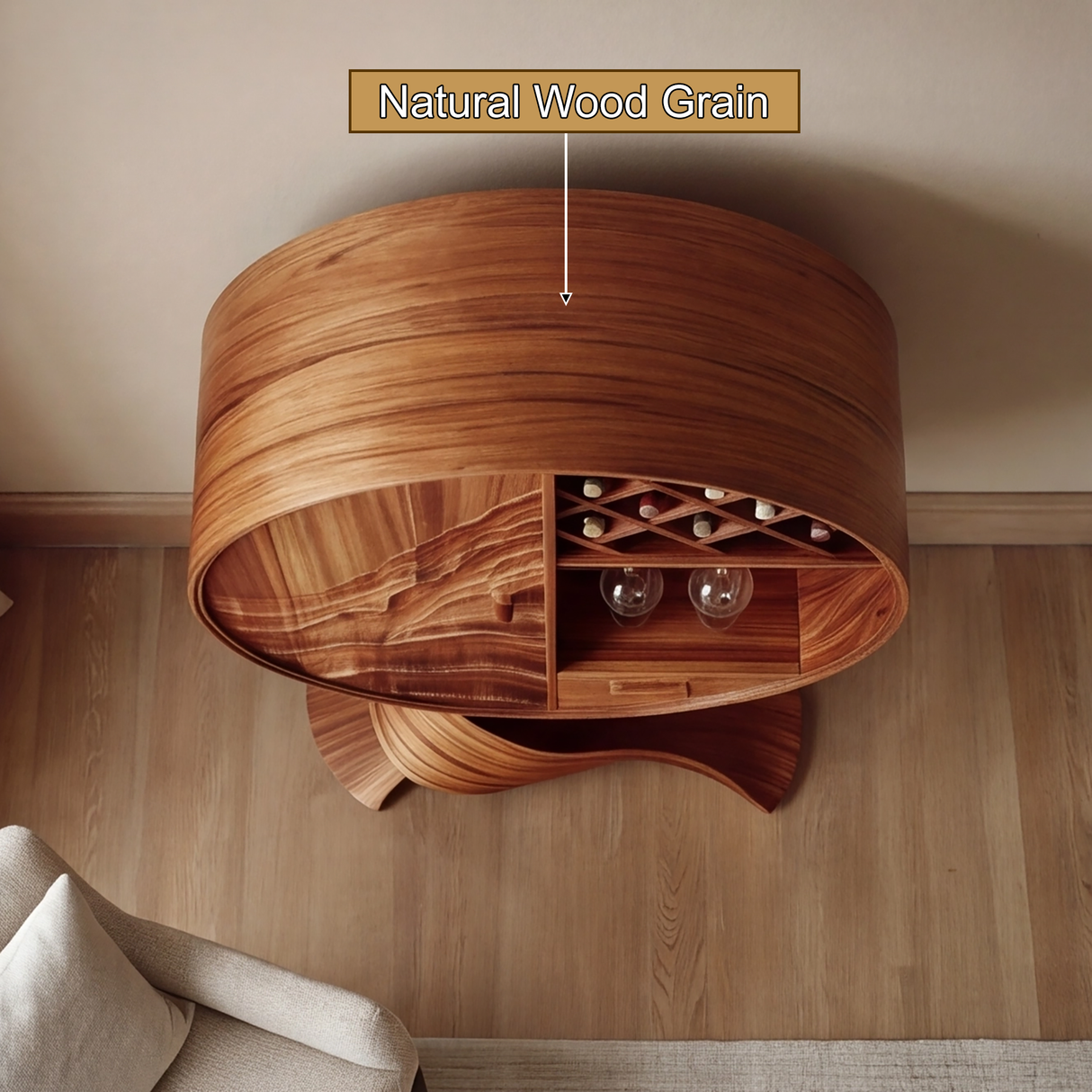 Aurellith Sculpted Solid Wood Bar Cabinet - Timberustic Wine Cabinet