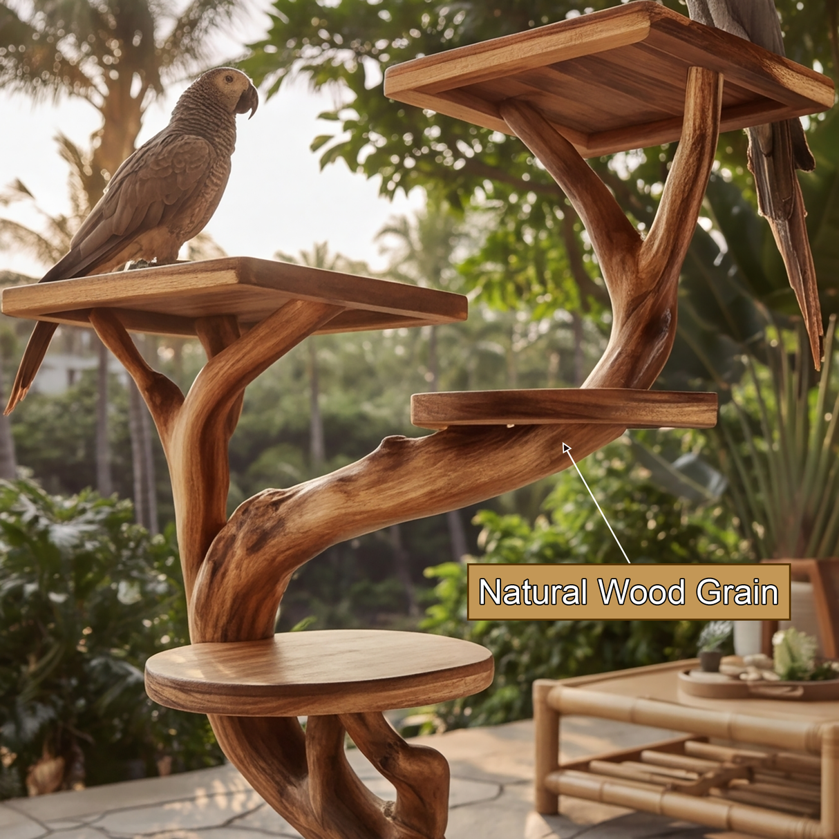 Aurelthorn Handcrafted Tree Branch Parrot Stand SPA572106 - Timberustic Tree Branch Parrot Stand