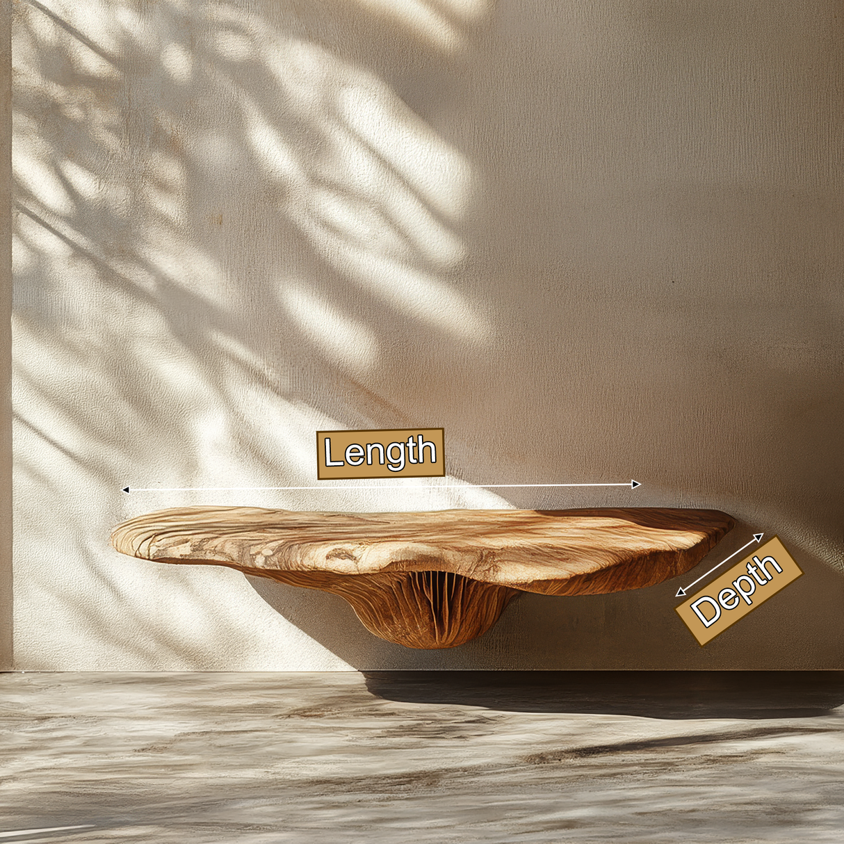 Auremoss Live Edge Solid Wood Mushroom Floating Shelf SPA942340 - Timberustic Floating Shelf