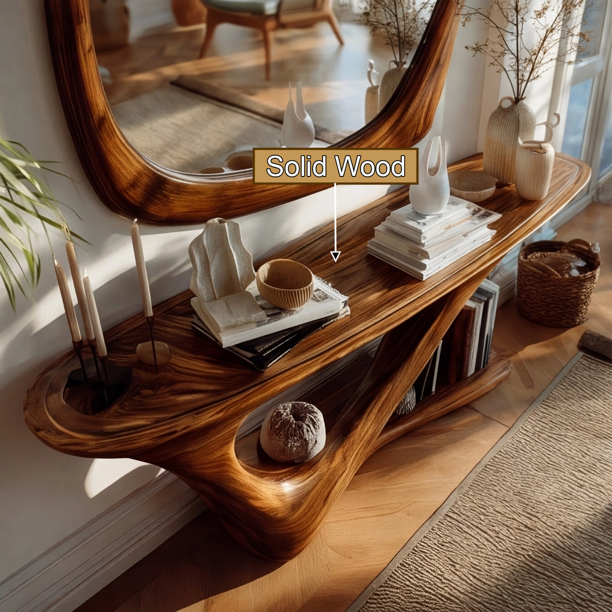 Aurenvale Curved Solid Wood Console Table - Timberustic Console Table